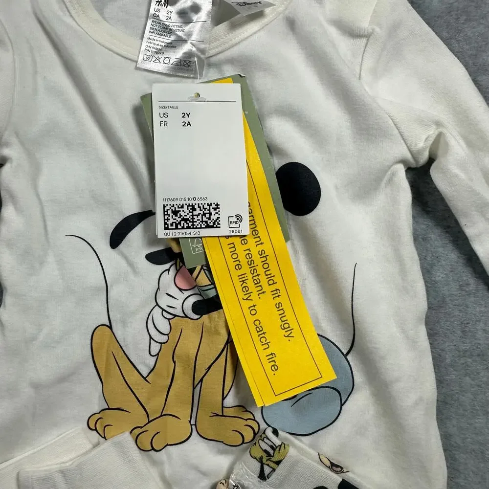 H&M Snug Fit Cotton Jersey Pajamas Mickey Set Size 2Y NWT